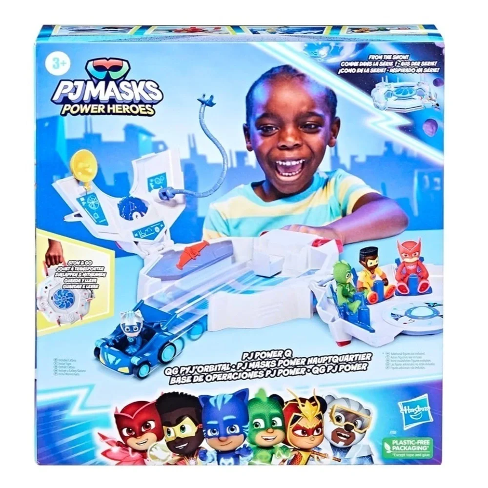 PJ Masks Power Heroes PJ Power Q Playset, Headquarters Set with Car and Figure